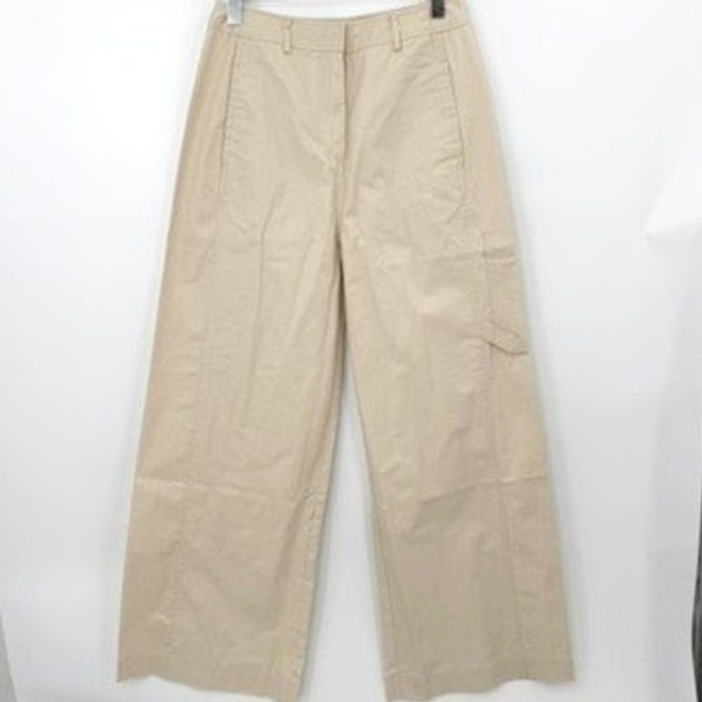 Modern Citizen Tatum Wide Leg Pant Women L Tan Linen Blend Cargo Capsule Coastal